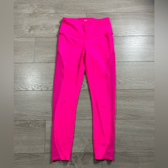 Good American Neon Bright Pink Mesh Detail 7/8 Leggings - Picture 3 of 11